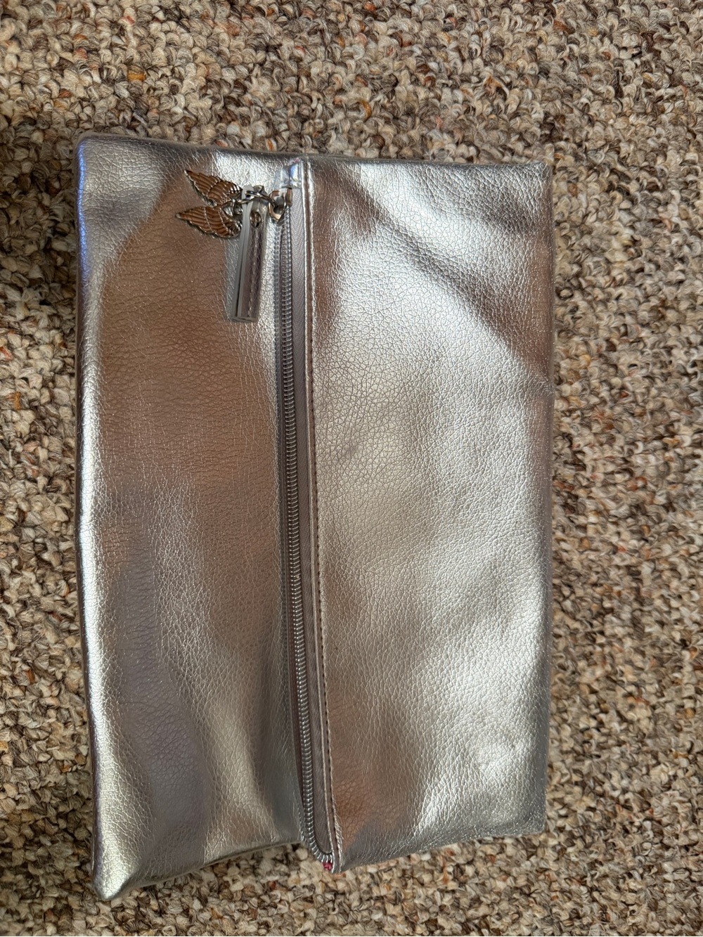 Vintage Y2K Victoria’s Secret Metallic Zip Clutch with wing Charm